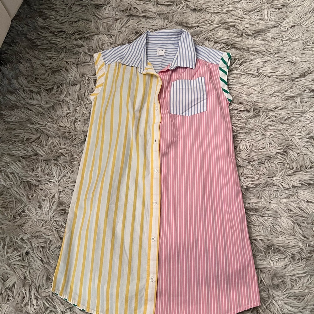 GAP Kids Striped Dress - Yellow, Pink, Blue, Green